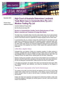 High Court of Australia Determines Landmark Cantarella Bros Pty Ltd v