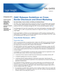 OAIC Releases Guidelines on Cross Border Disclosure and Direct Marketing