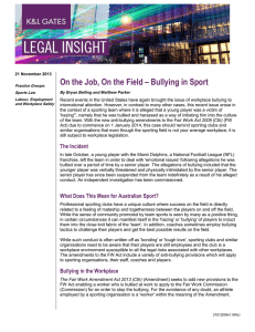 On the Job, On the Field – Bullying in Sport