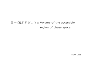 Ω = Ω(E, V, N . . .) ≡	 Volume ... region  of  phase  space. 8.044  L8B1