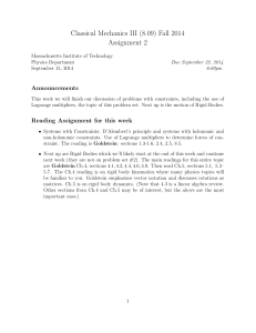 Mechanics III (8.09) Fall 2014 Classical 2 Assignment