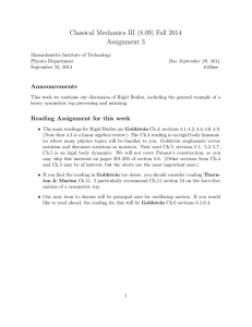 Mechanics III (8.09) Fall 2014 Classical 3 Assignment