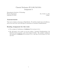 Mechanics III (8.09) Fall 2014 Classical 4 Assignment