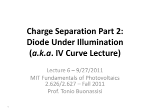 Charge Separation Part 2: Diode Under Illumination a.k.a Lecture 6 – 9/27/2011