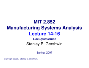 MIT Manufacturing Lecture Stanley B. Gershwin