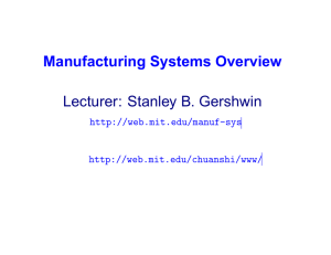 Manufacturing Systems Overview Lecturer: Stanley B. Gershwin