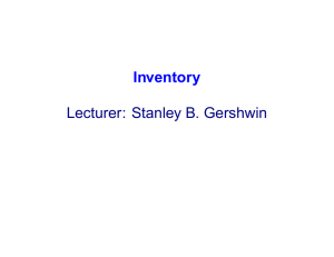 Inventory Lecturer: Stanley B. Gershwin