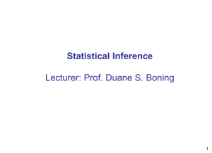 Statistical Inference Lecturer: Prof. Duane S. Boning 1