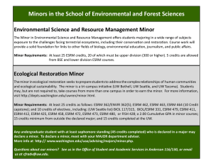 Minors in the School of Environmental and Forest Sciences  Environmental Science and Resource Management Minor 