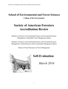 Society of American Foresters Accreditation Review  School of Environmental and Forest Sciences