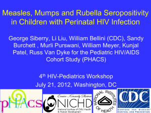 Measles, Mumps and Rubella Seropositivity in Children with Perinatal HIV Infection