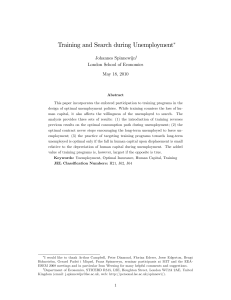 Training and Search during Unemployment Johannes Spinnewijn London School of Economics