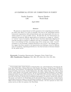 AN EMPIRICAL STUDY OF CORRUPTION IN PORTS Sandra Sequeira Simeon Djankov LSE