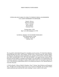 NBER WORKING PAPER SERIES TAX AUDIT EXPERIMENT IN DENMARK