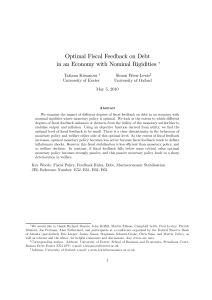 Optimal Fiscal Feedback on Debt in an Economy with Nominal Rigidities ∗