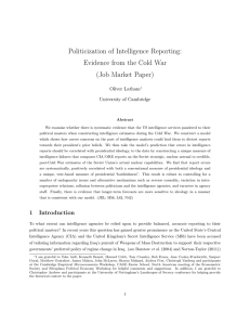 Politicization of Intelligence Reporting: Evidence from the Cold War (Job Market Paper)