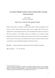 An Analysis of Double Taxation Treaties and their Effect on... Direct Investment. Paul L. Baker