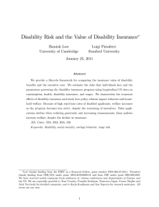 Disability Risk and the Value of Disability Insurance Hamish Low Luigi Pistaferri