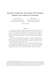 Dynamic Competitive Economies with Complete Markets and Collateral Constraints