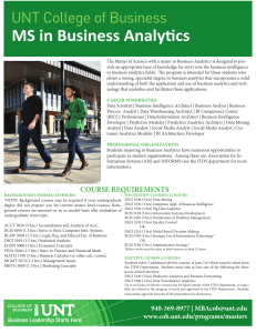 MS in Business Analytics UNT College of Business