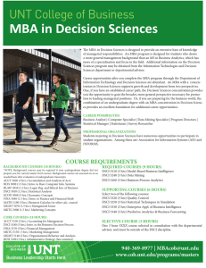MBA in Decision Sciences UNT College of Business
