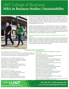 UNT College of Business MBA in Business Studies | Sustainability