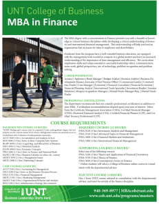 MBA in Finance UNT College of Business