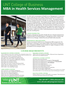 UNT College of Business MBA in Health Services Management