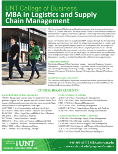MBA in Logistics and Supply Chain Management UNT College of Business