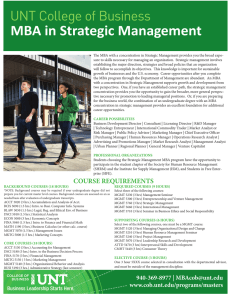 MBA in Strategic Management UNT College of Business