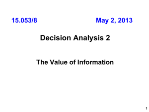 Decision Analysis 2  The Value of Information