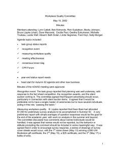 Workplace Quality Committee May 10, 2002 Minutes