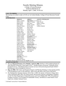 Faculty Meeting Minutes College of Forest Resources Anderson Hall Room 22