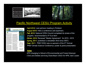 Pacific Northwest CESU Program Activity