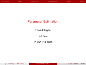 Parameter Estimation Leonid Kogan 15.450, Fall 2010 MIT, Sloan