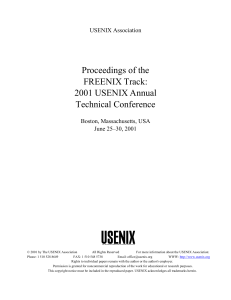 Proceedings of the FREENIX Track: 2001 USENIX Annual Technical Conference