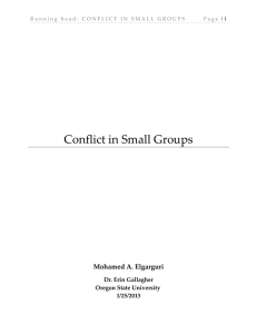 Conflict in Small Groups Mohamed A. Elgarguri Dr. Erin Gallagher Oregon State University