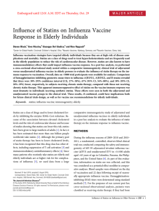 ﬂuence of Statins on Inﬂuenza Vaccine In Response in Elderly Individuals