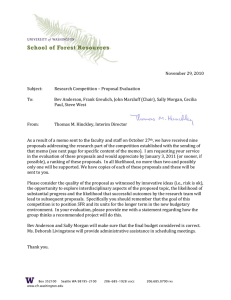   November 29, 2010  Subject:   Research Competition – Proposal Evaluation 