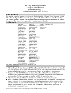 Faculty Meeting Minutes College of Forest Resources Anderson Hall Room 22