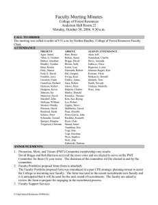 Faculty Meeting Minutes College of Forest Resources Anderson Hall Room 22