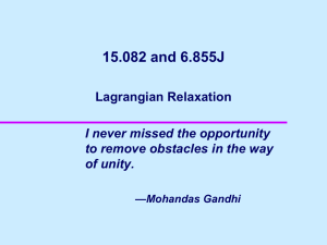 15.082 and 6.855J Lagrangian Relaxation I never missed the opportunity