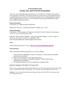 Sermo, Inc. and Network Economics 15.567 Reading Guide