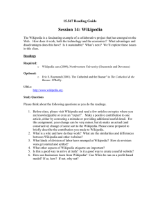Session 14: Wikipedia 15.567 Reading Guide