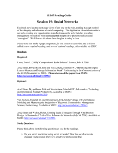 Session 19: Social Networks 15.567 Reading Guide
