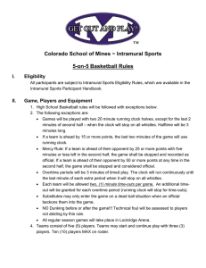 Colorado School of Mines ~ Intramural Sports  5-on-5 Basketball Rules I.