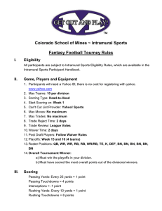Colorado School of Mines ~ Intramural Sports Fantasy Football Tourney Rules I.