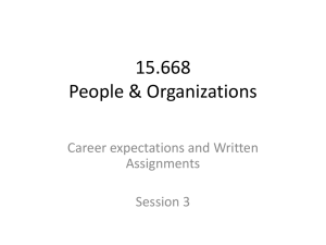 15.668 People &amp; Organizations Career expectations and Written Assignments