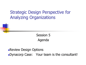 Strategic Design Perspective for Analyzing Organizations Session 5 Agenda