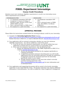 FIREL Department Internships  Course Credit Procedures